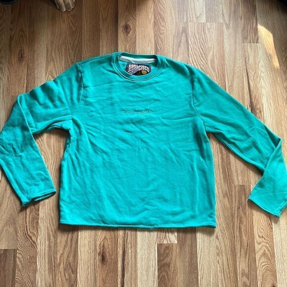 Los Angeles Women's Green Cotton Blend Crewneck Size Small - Picture 2 of 7